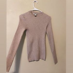 Pink Ribbed Long Sleeve Top